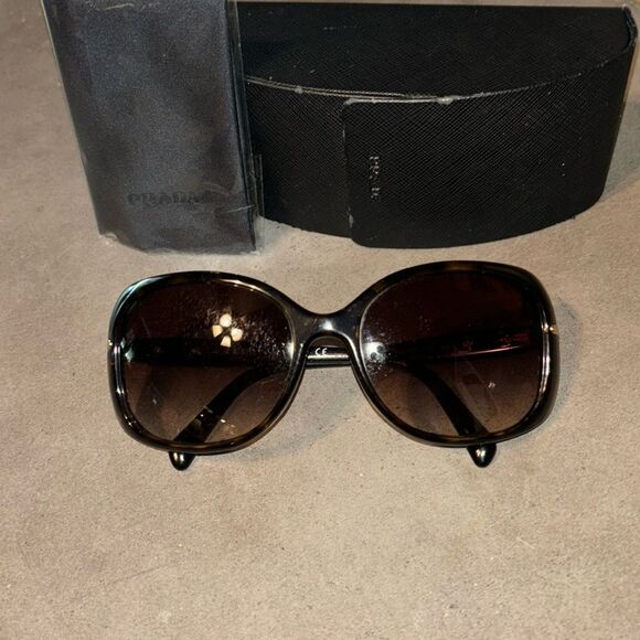 PRADA SPR 08O 2AU-6S1 HAVANA GOLD GRADIENT AUTHENTIC FRAMES SUNGLASSES 57-17 - Picture 1 of 6